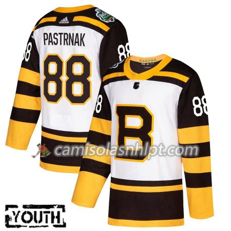 Camisola Boston Bruins David Pastrnak 88 2019 Winter Classic Adidas Branco Authentic - Criança